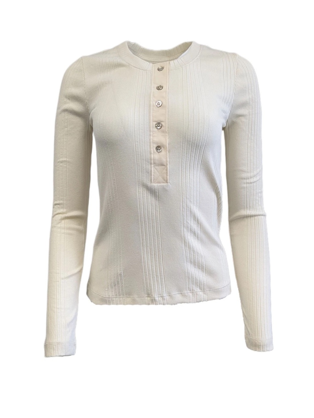 Faherty Cream Long-Sleeve Biarritz Ribbed Henley Top M
